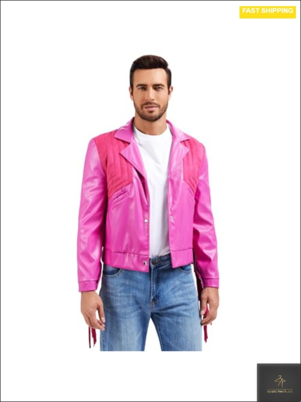 Men's Faux Leather Fringe Cowboy Jacket Halloween Cosplay Costume